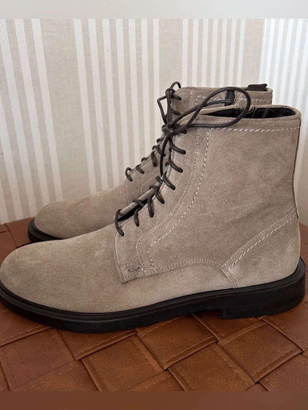 Steve Madden Men's Gray Taupe Suede Lace Up Boots Made in Italy NEW Size 8